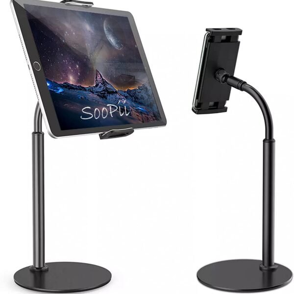 SOOPII Desktop Grade-A Quality Mobile Phone Stand+Tablet Stand Black, Tab & Mobile Holder, Adjustable & Foldable Mobile Stand, Aluminum Stand Holder for Mobile Phone and Tablet Up to 10.5 inches-JDS06