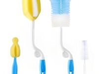SYGA Baby Milk Bottle Nipple Straw Brush Sponge Nylon Cleaning Brush Cleaner Bottle Tong Set (Color May Vary) (4 Pcs)
