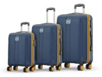 Safari Medium Thorium Neo 8 Wheels 55,66 and 77 Cm Small, and Large 4 Wheel Inline 3 Trolley Bags Polycarbonate 360 Degree Wheeling System Luggage,4 Wheel Inline Trolley Bags,Graphite Blue