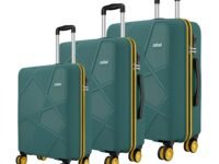 Safari Pentagon Neo 8 Wheels Set of 3 (Cabin + Medium + Large) Trolley Bags Hard Case Polypropylene, 360 Degree Wheeling Luggage, Travel Bag, Suitcase for Travel, Trolley Bags for Travel, Sage Green