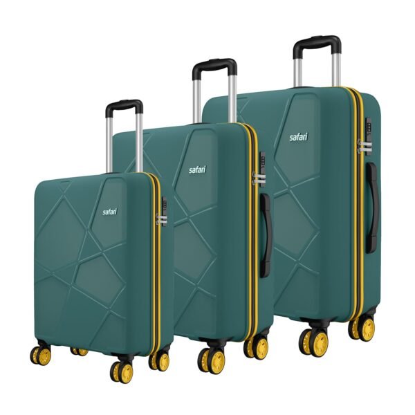 Safari Pentagon Neo 8 Wheels Set of 3 (Cabin + Medium + Large) Trolley Bags Hard Case Polypropylene, 360 Degree Wheeling Luggage, Travel Bag, Suitcase for Travel, Trolley Bags for Travel, Sage Green