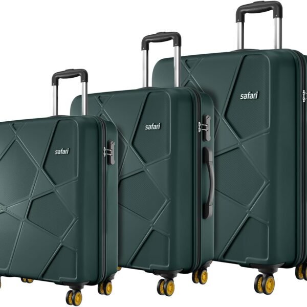 Safari Pentagon Pro 8 Wheels Trolley Bags, Dusk Green, Set of 3 ( 55 cm/65 cm/75 cm), Safari Pentagon Pro 8 wheels Set of 3 Trolley Bags, Hard Case Polypropylene Luggage, Dusk Green
