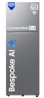 Samsung 419 L, 3 Star, Convertible 5-in-1, Digital Inverter, Frost Free Double Door, WiFi Enabled Bespoke AI Refrigerator (RT45DG6A4DSLHL, Ez Clean Steel/Real Steel)