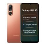 Samsung Galaxy M36 5G Mobile (Orange Haze, 8GB RAM, 128GB Storage) | Google Gemini| Gorilla Glass Victus+ | 7.7mm | AI Enhanced 50MP OIS Triple Camera | Nightography| Lag-free Gaming | Without Charger