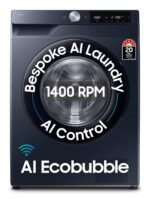 Samsung Smart Choice 9 kg, 5 Star, AI Control, AI Ecobubble, Super Speed, Wi-Fi, Hygiene Steam with Inbuilt Heater, Digital Inverter, Fully-Automatic Front Load Washing Machine (WW90DG6U24ASTL, NAVY)