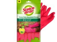 Scotch-Brite Rubber Heavy Duty Hand gloves for Dishwashing, gardening, kitchen cleaning ( Inner cotton lining for comfort), 1 Pair