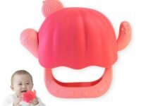 Silicone Wearable Teether for 6 to 12 Months Baby (Cactus Suitable for Infants,Never Drop,Washable Baby Teether,Bpa Free for Sucking Needs,Pain Relief Baby Toys&Baby Pacifier(Pink-Pack of 1)