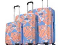 Skybags Lush Set of 3 Hard Luggage (Cabin+Medium+Large) | Printed Luggage Trolley with 8 Wheels and TSA Lock | Pink-Blue | Unisex