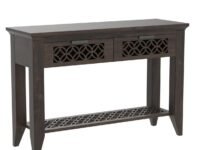 Solid Sheesham Wood Console Table for Living Room | Wooden Side Entrance Table for Home with Two Drawers & Shelf Storage | Entryway/Foyer Table | Rosewood, Warm Chestnut