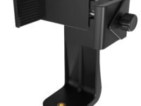 Sounce 360° Degree Cell Phone Holder with Universal 1/4 Screw Adjustable Clamp Phone Tripod Mount Adapter Compatible with Smartphones & All Types of Tripods Monopods Selfie Sticks (Black)