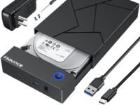 Sounce Type C Hard Drive Enclosure, External Hard Drive Docking Station for 3.5/2.5 Inch SATA Hard Drives/SSD with 16 TB+, Tool-Free HDD Enclosure 12V/2A Power Supply UASP (Black)