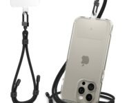 Spigen Universal Adjustable Full Strap Set Cross Body and Wrist Strap with ConTag Lanyard Tab for Universal Phone Case - Black