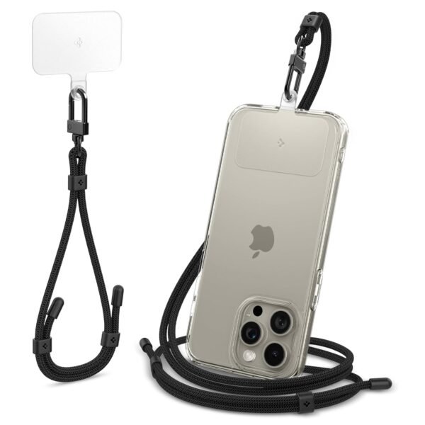 Spigen Universal Adjustable Full Strap Set Cross Body and Wrist Strap with ConTag Lanyard Tab for Universal Phone Case - Black