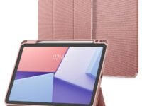 Spigen Urban Fit for iPad Air 11 inch M3/M2 (2025/2024), iPad Air 10.9inch 5th/4th Gen (2022/2020) Full Cover Folio Case with Built in Pencil Holder, Trifold Stand - Rose Gold