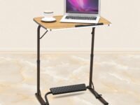 TABLE MAGIC- BADE Multipurpose Laptop Table Mat Finish - Adjustable, Foldable, Portable, Engineered Wood Top with Footrest, Top Size 60 * 45cm (X-Large, Golden Teak)