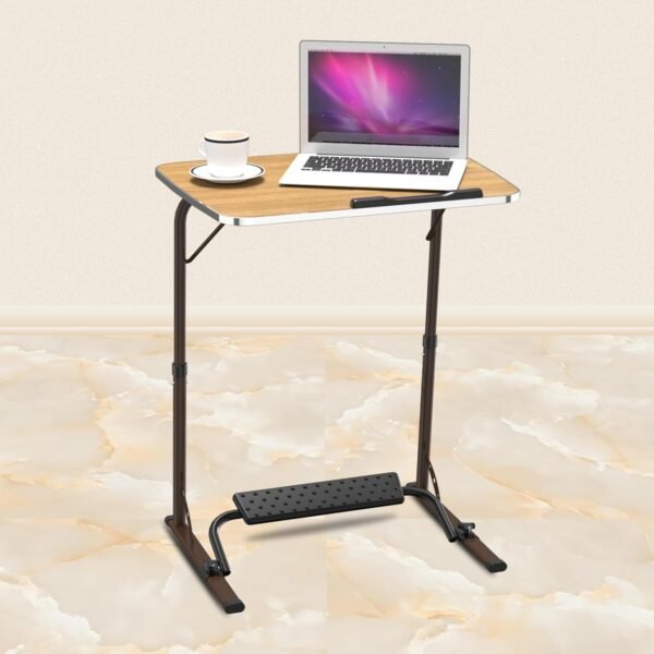 TABLE MAGIC- BADE Multipurpose Laptop Table Mat Finish - Adjustable, Foldable, Portable, Engineered Wood Top with Footrest, Top Size 60 * 45cm (X-Large, Golden Teak)