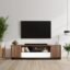 TADesign Fusion Engineered Wood TV & Entertainment Unit Matte Finish, 2 Doors with Drawer Storage (for TVs up to 65 inches, Walnut & White Color)