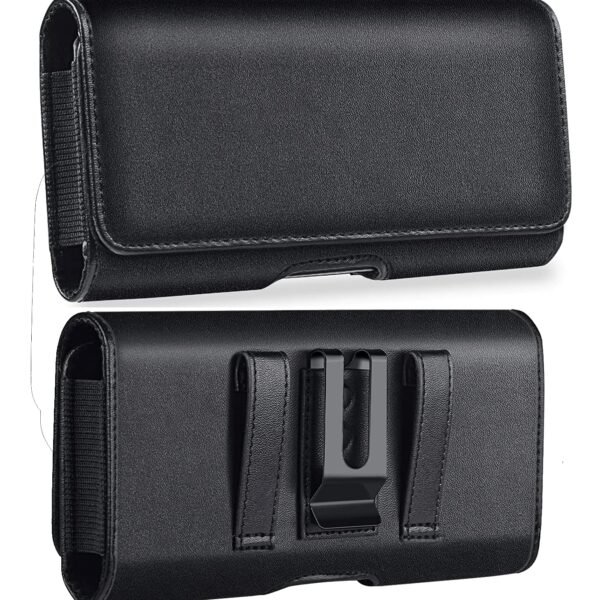 TDG Pu Leather Belt Pouch Holster for Apple iPhone Smartphones & Mobiles (Display 5.5 to 6.7 inches) (Black, 6.3)