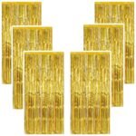 TOYXE Golden Foil Fringe Tinsel Curtains Pack of 6 for Photo Backdrop, Birthday, Anniversary, Welcome Baby, Valentine’s Day & Party Decorations