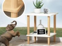 Table Storage Shelf Side Table with Open Cabin Bedside Table Nightstand, End Table Engineered Wood Bedside Table (Finish Color -White