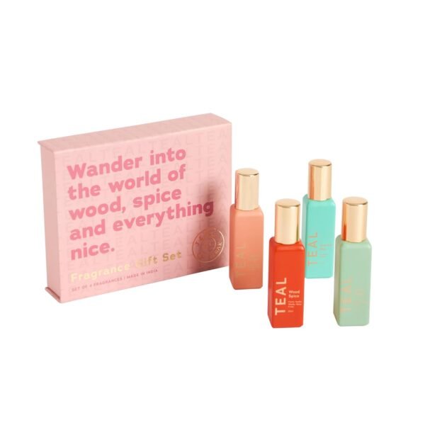 Teal by Chumbak Wanderlust Perfume Gift Set, Set of 4 Perfumes for Women, Floral, Fruity, Woody Notes, 4 x 20ml Long Lasting Fragrances
