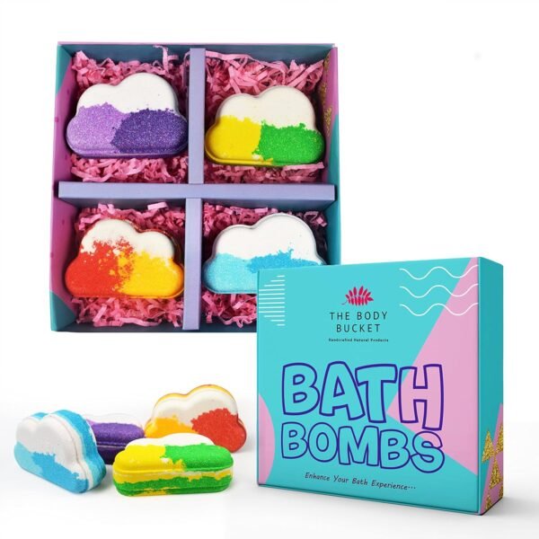 The Body Bucket Cloud Bath Bombs With Aqua, Lemon, Orange And Lavender Fragrance - All Natural Handcrafted Aromatherapy - Perfect Bath Gift For Kids, Men & Women 60 Gm Each (Pack Of 4).