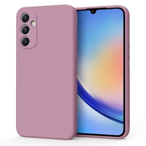 Tobfit Silicone Phone Case Compatible With Samsung Galaxy A34 5G, Soft Protective Smart Phone Case For Women Men, Durable Anti-Scratch Shockproof Phone Cover, Purple