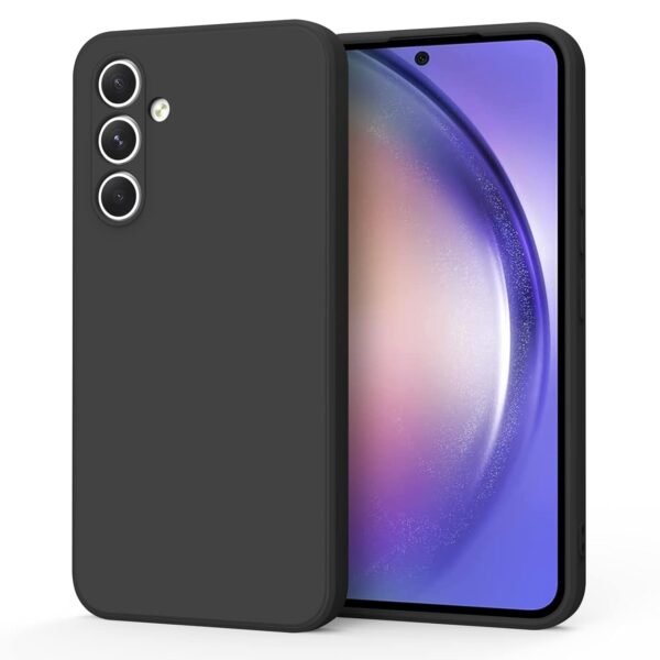 Tobfit Silicone Phone Case Compatible with Samsung Galaxy A54 5G, Soft Protective Smart Phone Case for Women Men, Durable Anti-Scratch Shockproof Phone Cover Black