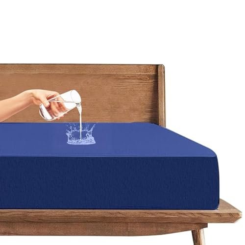 Trance Cotton Feel Terry Ultra Soft Waterproof Mattress Protector | Breathable - Hypoallergenic Mattresses Cover (78x78 inch | 6.5x6.5 feet, Classic Blue - Pack of 1)