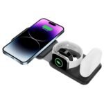 UNIGEN UNIFOLD 3in1 Wireless Magnetic Mag-Safe for iPhone 17/16 Plus/17/16 Pro/17/16 Pro Max,15/15 Plus/15 Pro/15 Pro Max,14/13/12 Series, AirPods 3rd/2nd, Series 9/8/7/6/5/4/SE-Black