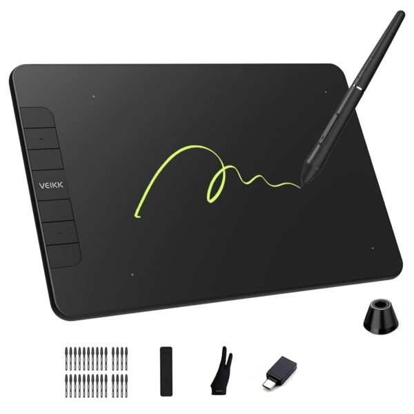 VEIKK VK640 Drawing Tablet 6x4 inch Portable Pen Tablet with 8192 Levels Battery-Free Stylus Graphic Tablet, 6 Shortcuts Keys for Android, Windows, mac OS and Linux, Support Tilt Function