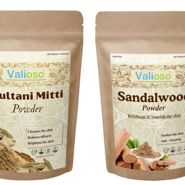 Valioso Multani Mitti And Sandalwood Powder Face Pack Combo For Glowing Face And Skin (200 gms)