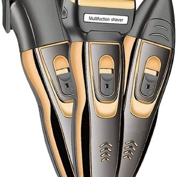 Veentus Male Professionals Design 3 in 1 Perfect Shaver, Hair Clipper and Nose Trimmer Rechargeable Beard And Moustaches Hair Machine Trimming With Cord And Without Cordless Use. (Black & Gold Color)