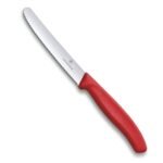 Victorinox Swiss Classic Stainless Steel Paring Knife, 11 cm, Serrated Edge with Round Tip, Professional and Household Kitchen, Red, Swiss Made, 6.7831 | Multipurpose Knife