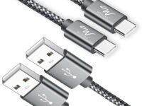 Wayona USB Type C Charger Cable (2Pack/6FT) Long Fast Charging USB C Cable for Samsung Galaxy S24, S23, S22, S21, S20,M31s,M40, Pixel (6 FT Pack of 2, Grey)