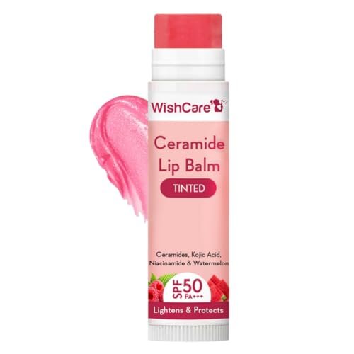 WishCare Tinted Lip Balm with SPF 50 PA+++ | Brightening Lip Balm for Dark Lips | Kojic Acid & Niacinamide | For Women | 5g