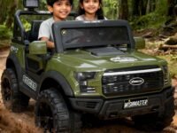 Wishmaster 4x4 Driving EV Cars for 1-8 Year Electric Ride on Jeep for Kids | Remote + Steering + Mobile App Control | Jeeps car for Boys & Girls (Medium Size F-Raptor [1-8 Year Kids], Army Green)