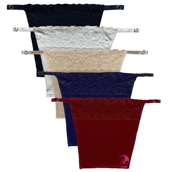 Women's Cotton Clip on Mock Lace Camisole Deep Neck Cover Up Inners (Free Size)- Pack of 5pc