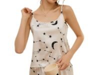 Womens, Polyester Babydoll Lingerie Bodysuit Swimwear Mini Chemise Top Short Wedding Bridal Nightdress With Top Shorts Strylish Prints Beige, Relaxed, Free Size