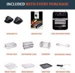 YEDI HOUSEWARE 1600W 12.7 Quart , Deluxe Accessory Kit, Recipes Air Fryer Oven XL (Black)