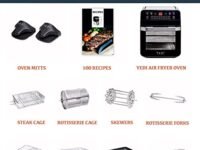 YEDI HOUSEWARE 1600W 12.7 Quart , Deluxe Accessory Kit, Recipes Air Fryer Oven XL (Black)