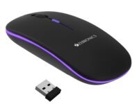 ZEBRONICS Blanc Slim Wireless Mouse with Rechargeable Battery, BT + 2.4GHz, 4 Buttons, 800/1200/1600 DPI, Silent Operation, Multicolor LED Lights