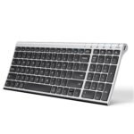 iClever BK10 Multi-Device Bluetooth Keyboard – Windows, Mac, Chrome OS, Android, iPad, iPhone, Apple TV Compatible –Rechargeable Wireless Keyboard Easy-Switch up to 3 Devices – Silver Black