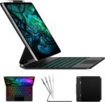 typecase Edge iPad Air 13 Inch Case Keyboard (M3/M2, 2025/2024) & iPad Pro 12.9 inch (3/4/5/6th Gen) Magic Keyboard, Precision Multi-Touch Trackpad, Floating Cantilever, 11-Colors Backlit (Black'25)