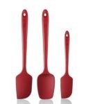 we3 Ultra Premium 3 Pc Silicone Spatula Set, Ergonomic Long Palm Handle Grip Hanging Holes. 450�f Heat-Resistant & Non-Stick Silicone Utensils|we3SPATULA-3A-RED|