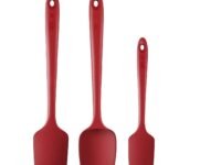 we3 Ultra Premium 3 Pc Silicone Spatula Set, Ergonomic Long Palm Handle Grip Hanging Holes. 450�f Heat-Resistant & Non-Stick Silicone Utensils|we3SPATULA-3A-RED|