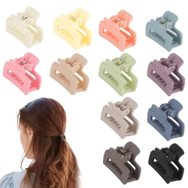 12 PCS PREMIUM Small Hair Claw Clips for Women Girls,12 Pcs Mini Tiny Hair Claw Clips for Thin/Thick/Medium/Fine Hair,0.9 Inch Little Cute Hair Jaw Clips Clamps Matte Rectangle Nonslip