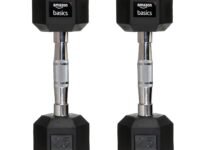 amazon basics Rubber Encased Hex Dumbbell Weight Set Of 2, 2.5 Kg,Black