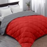 AYKA Reversible Comforter 220 GSM Microfiber Reversible AC Comforter/Blanket for Winter/Quilt/Duvets for King Size Single Bed Comforter (60 * 90, Red & Grey)| TC - 220