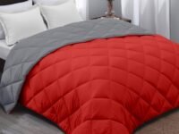 AYKA Reversible Comforter 220 GSM Microfiber Reversible AC Comforter/Blanket for Winter/Quilt/Duvets for King Size Single Bed Comforter (60 * 90, Red & Grey)| TC - 220